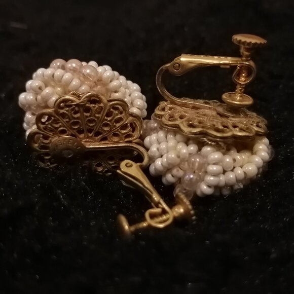 Vintage Signed Miriam Haskell Love Knot Earrings (Clip On/Screw Back) - Picture 2 of 8